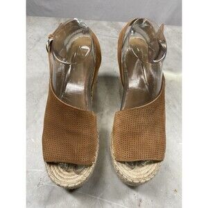 Marc Fisher Women’s 9 Andela Brown Suede Wedge Heel Espadrille Sandal